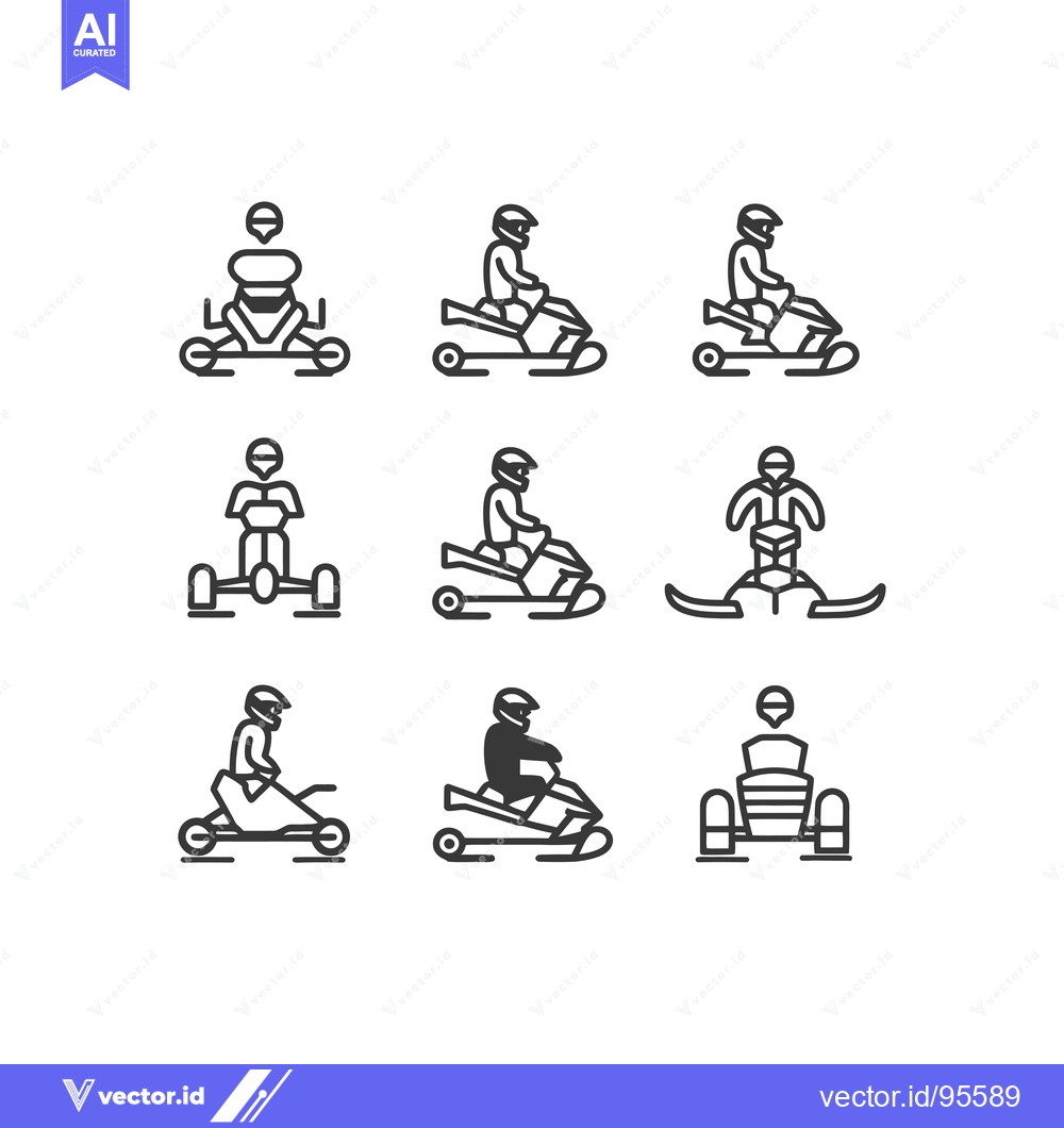 Premium Vector dari Set of Line Icons Representing People on Snowmobiles and Go-Karts