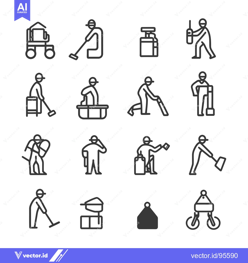 Premium Vector dari Set of Line Icons Representing People Performing Different Cleaning Ta