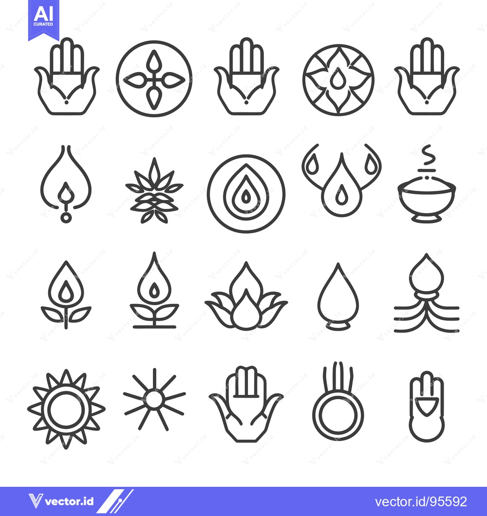 Premium Vector dari Set of Line Icons Representing Traditional Indian Symbols