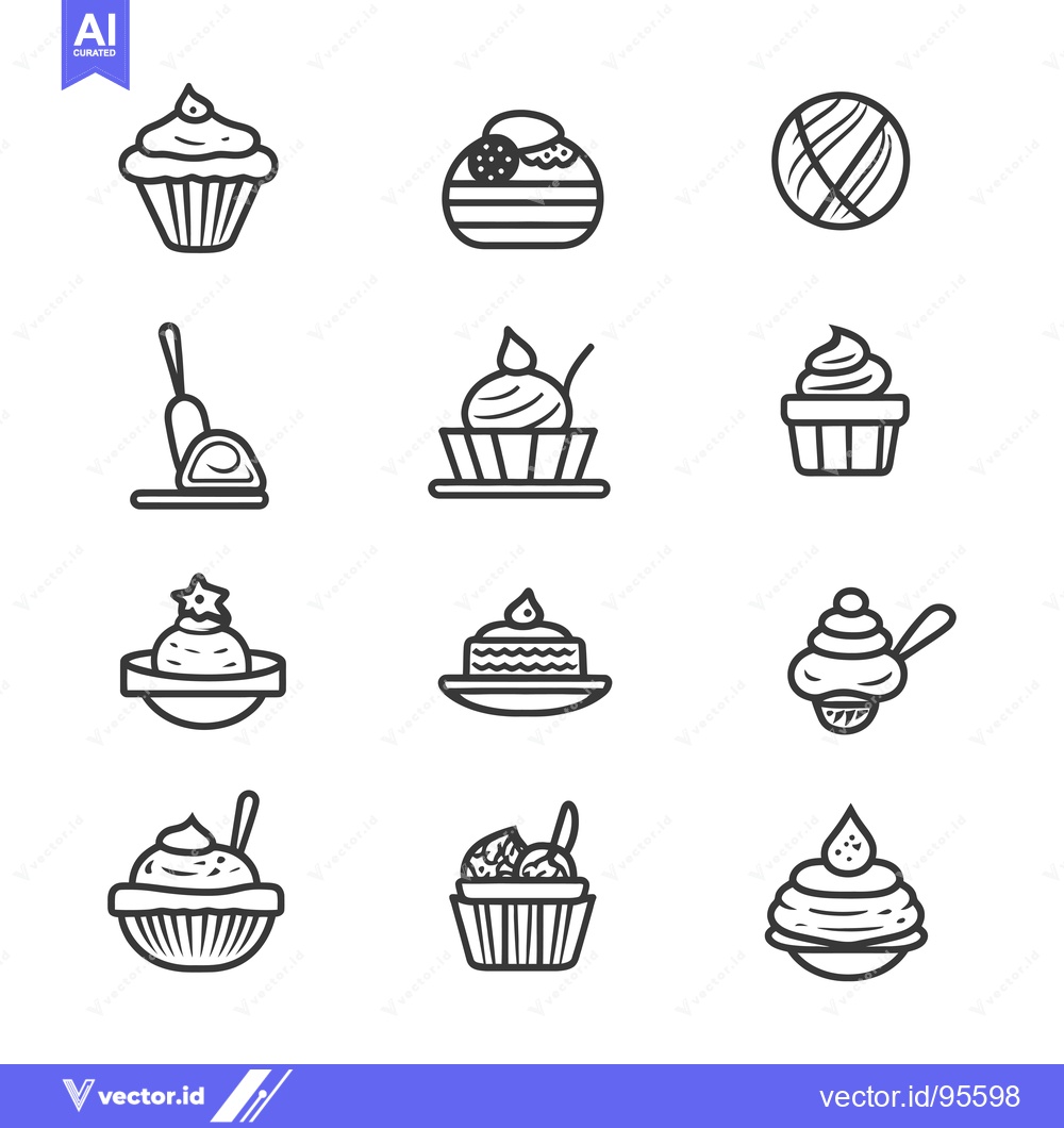 Premium Vector of Set of Line Icons Representing Various Dessert Treats