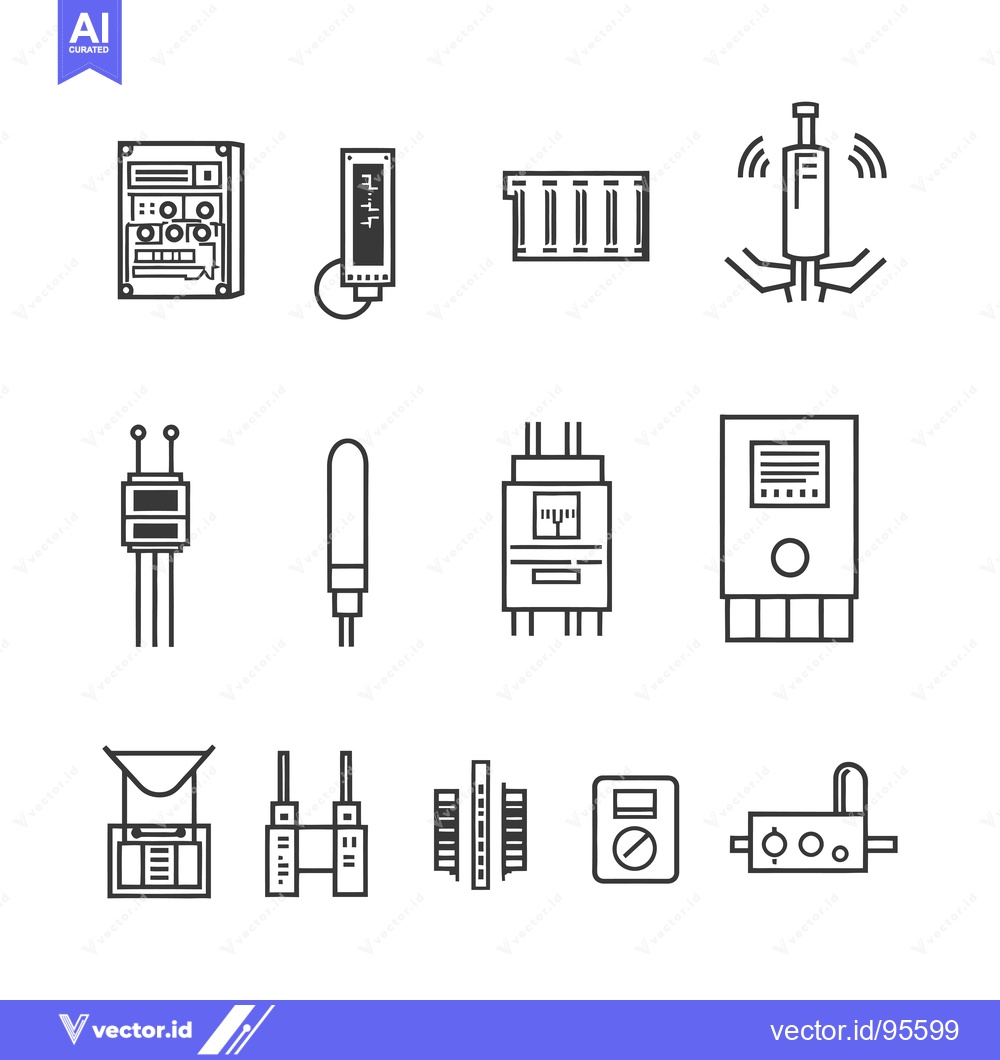 Premium Vector of Set of Line Icons Representing Various Electrical Components