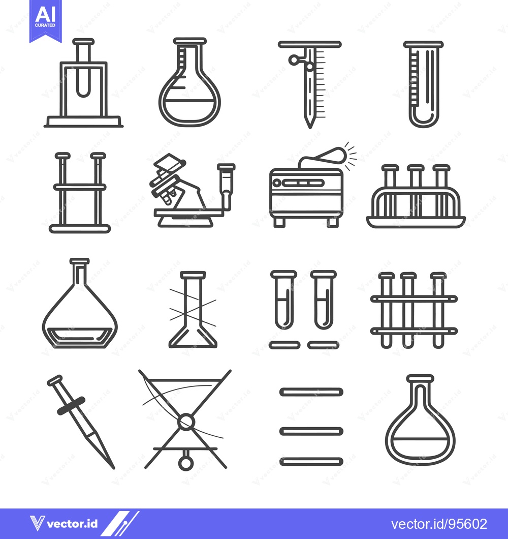 Premium Vector dari Set of Line Icons Representing Various Laboratory Equipment