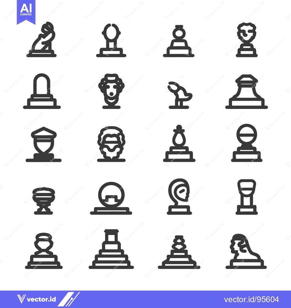 Premium Vector dari Set of line icons representing various statues and monuments