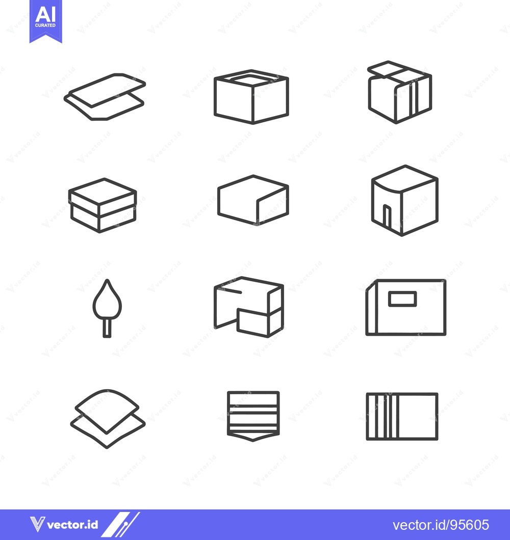Premium Vector dari Set of Line Icons Representing Various Types of Boxes and Packages