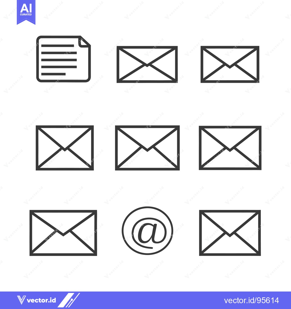 Premium Vector dari Set of mail icons with document, email sign and envelope symbols