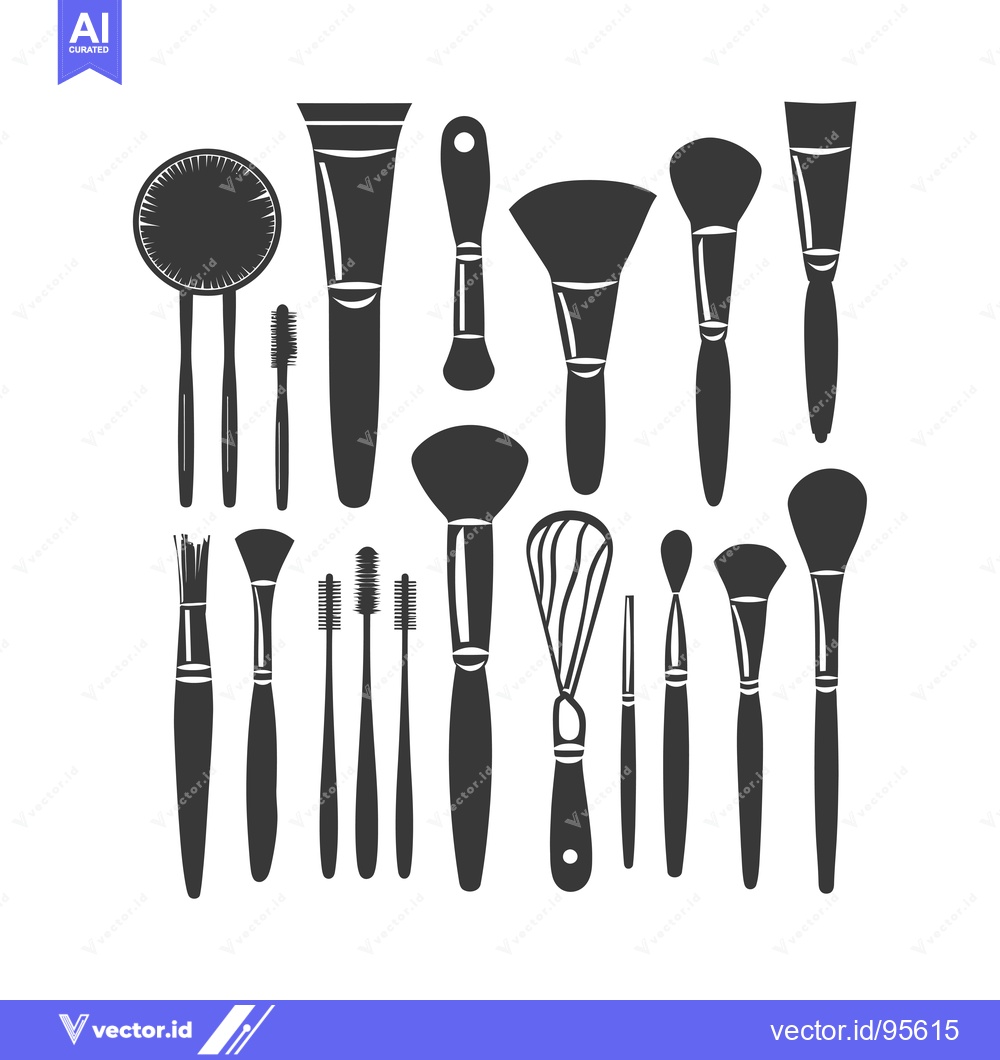 Premium Vector of Set of Makeup Brushes and a Makeup Tube