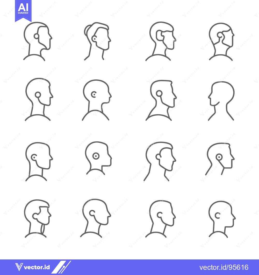 Premium Vector dari Set of Male Head Icons in Profile View with Various Hairstyles