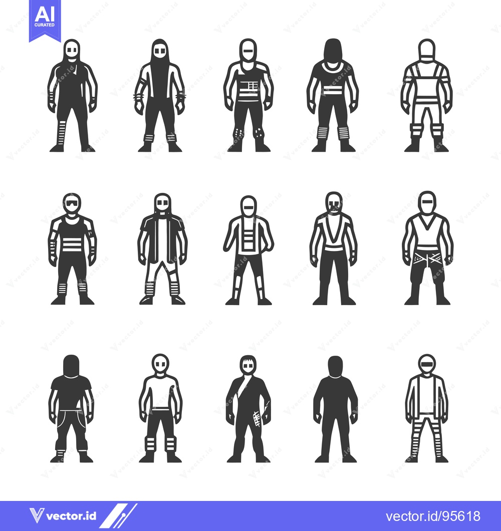 Premium Vector dari Set of Masked Individuals in Various Outfits and Poses