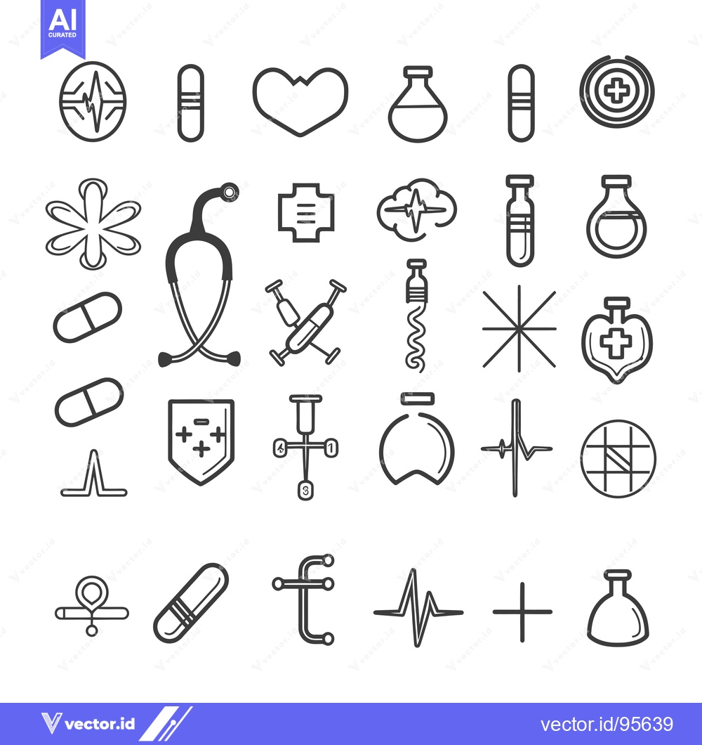 Premium Vector of Set of Medical and Pharmacy Related Line Icons