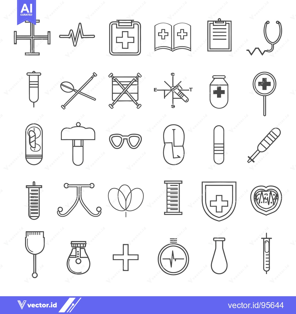 Premium Vector dari Set of Medical Icons in Line Style