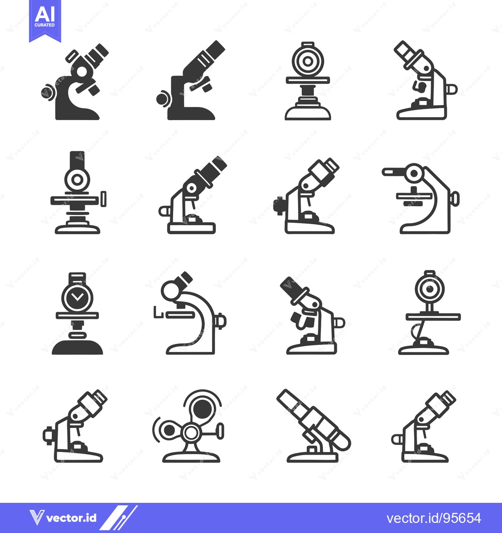 Premium Vector dari Set of Microscope Icons in Different Styles