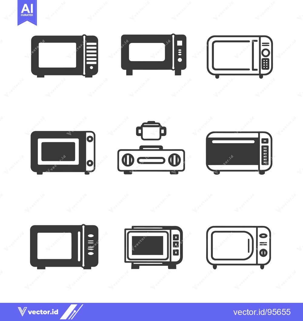 Premium Vector of Set of Microwave Oven Icons in Different Styles