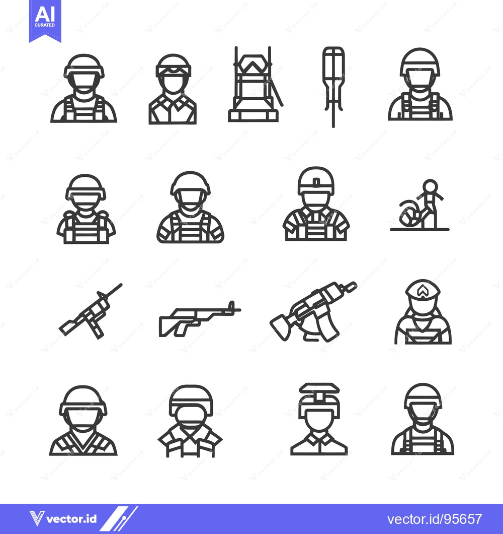 Premium Vector of Set of Military and Army Soldier Icons