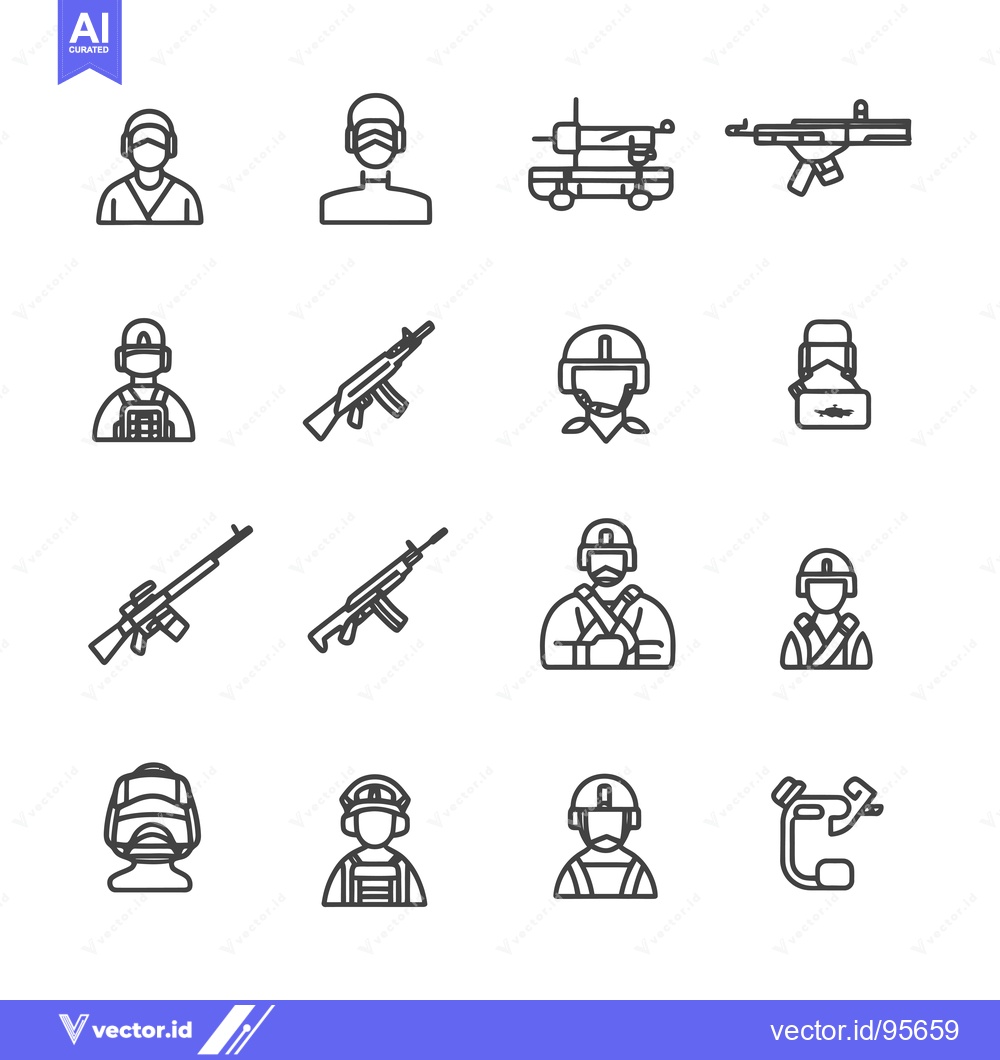 Premium Vector dari Set of Military and Soldier Line Icons