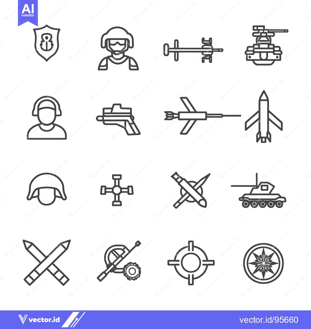 Premium Vector of Set of Military and Warfare Icons in Line Style