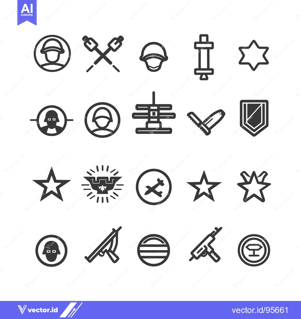 Premium Vector of Set of Military and War Line Icons
