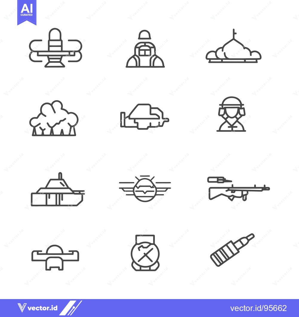 Premium Vector of Set of Military and War Related Line Icons