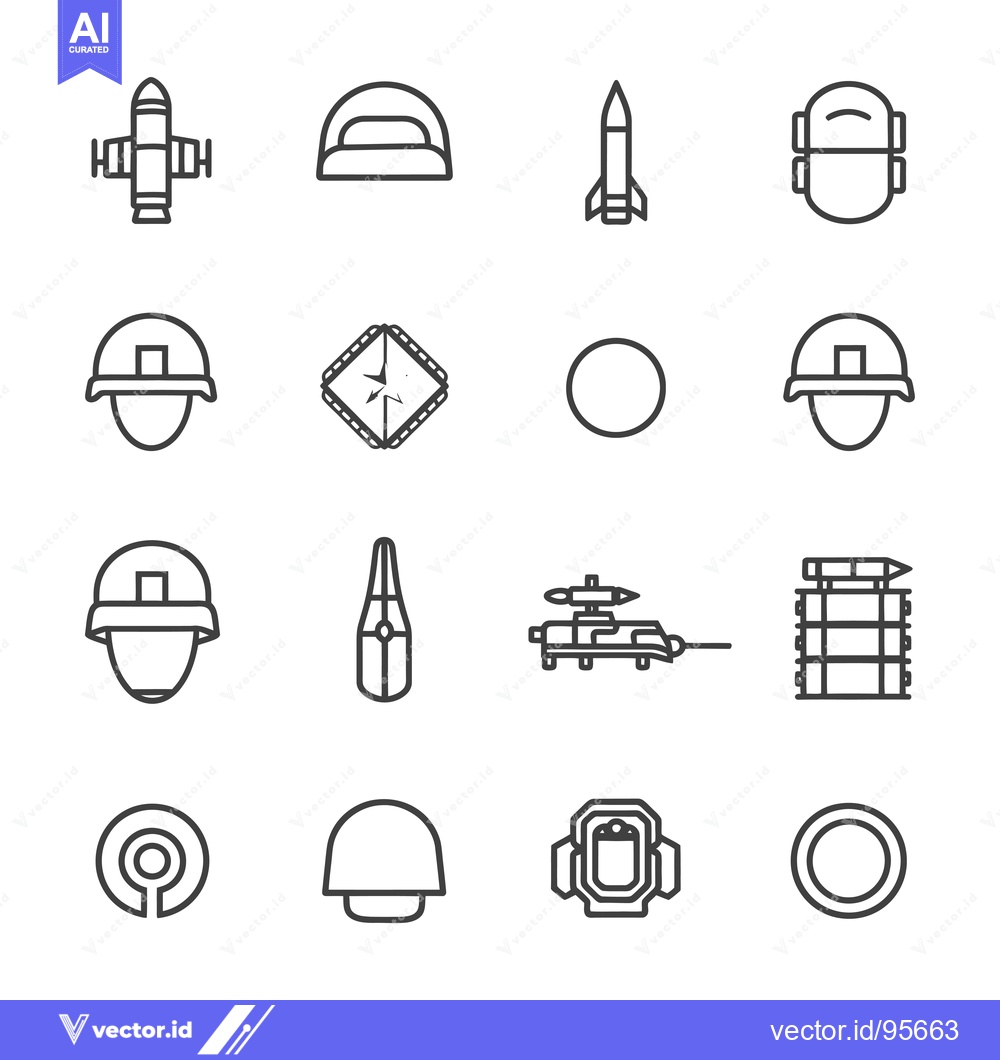 Premium Vector of Set of Military and War Related Line Icons