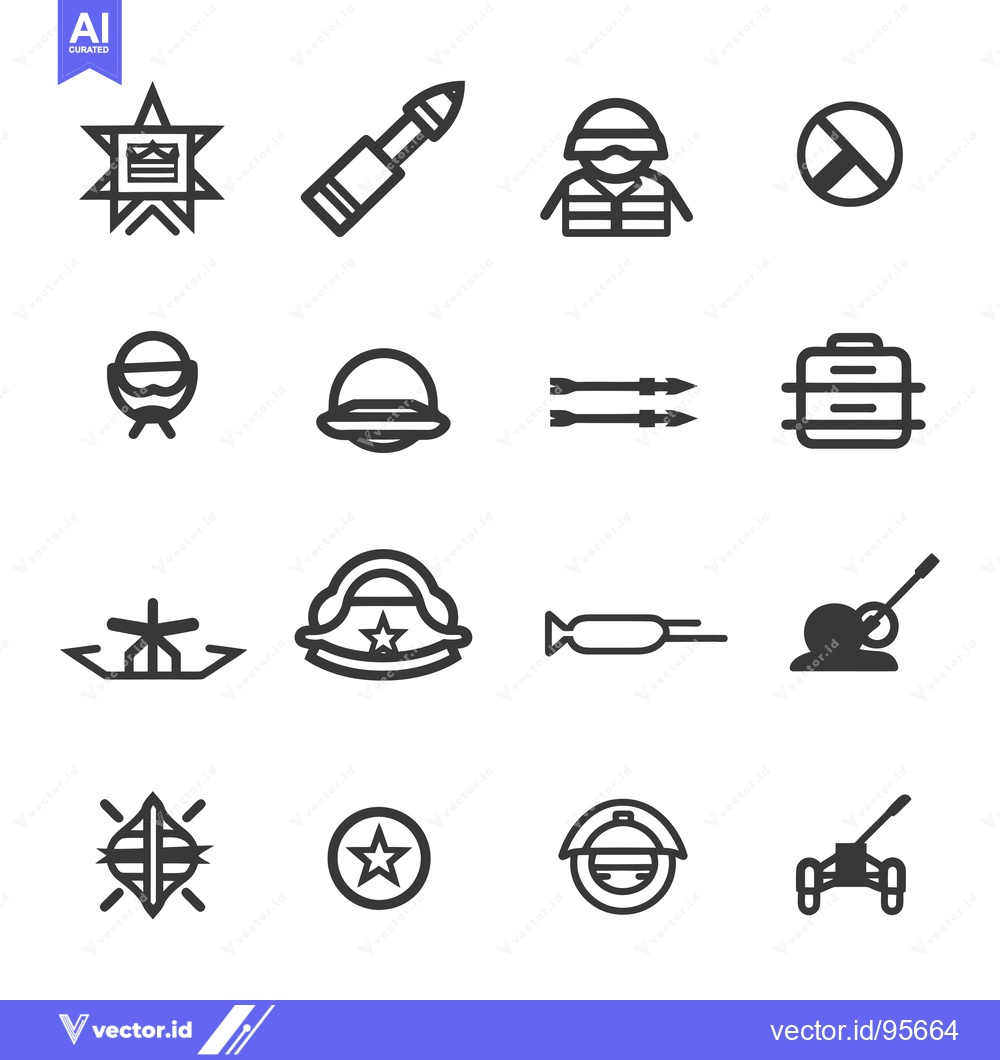 Premium Vector dari Set of Military Icons in Black and White