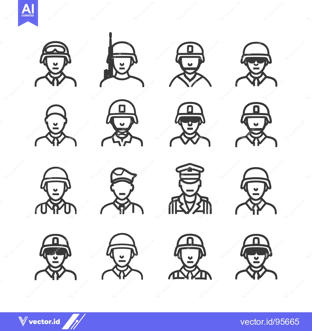 Premium Vector dari Set of Military Personnel Line Icons