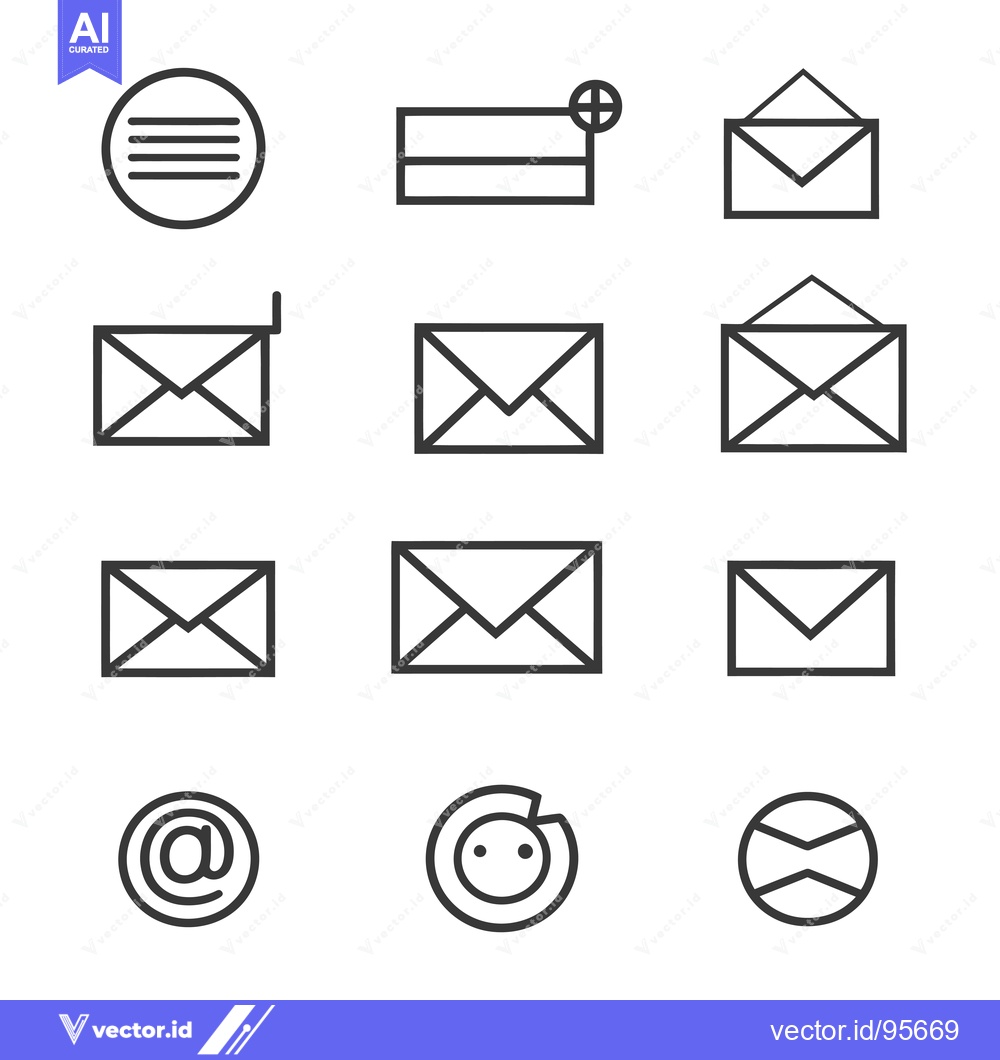 Premium Vector of Set of Minimalist Email and Contact Icons