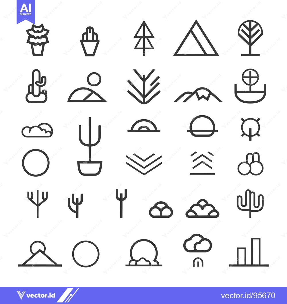 Premium Vector of Set of Minimalist Line Art Nature Icons