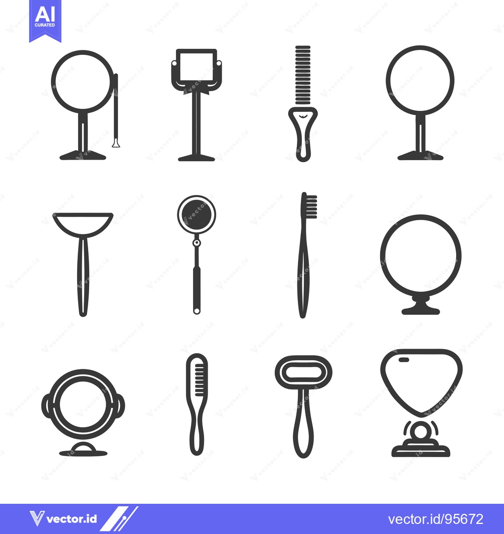 Premium Vector of Set of  Mirrors and  Hygiene Accessories