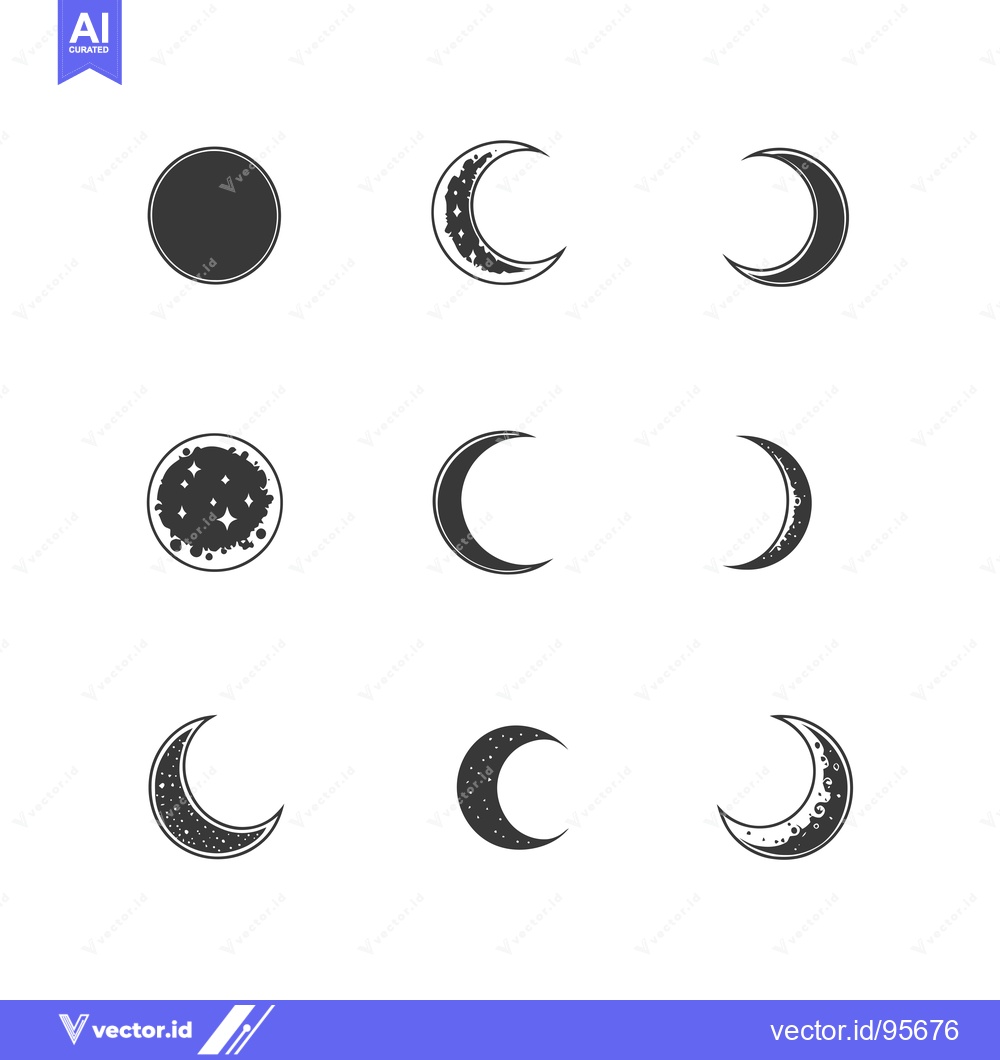 Premium Vector dari Set of Moon Phases in Various Styles