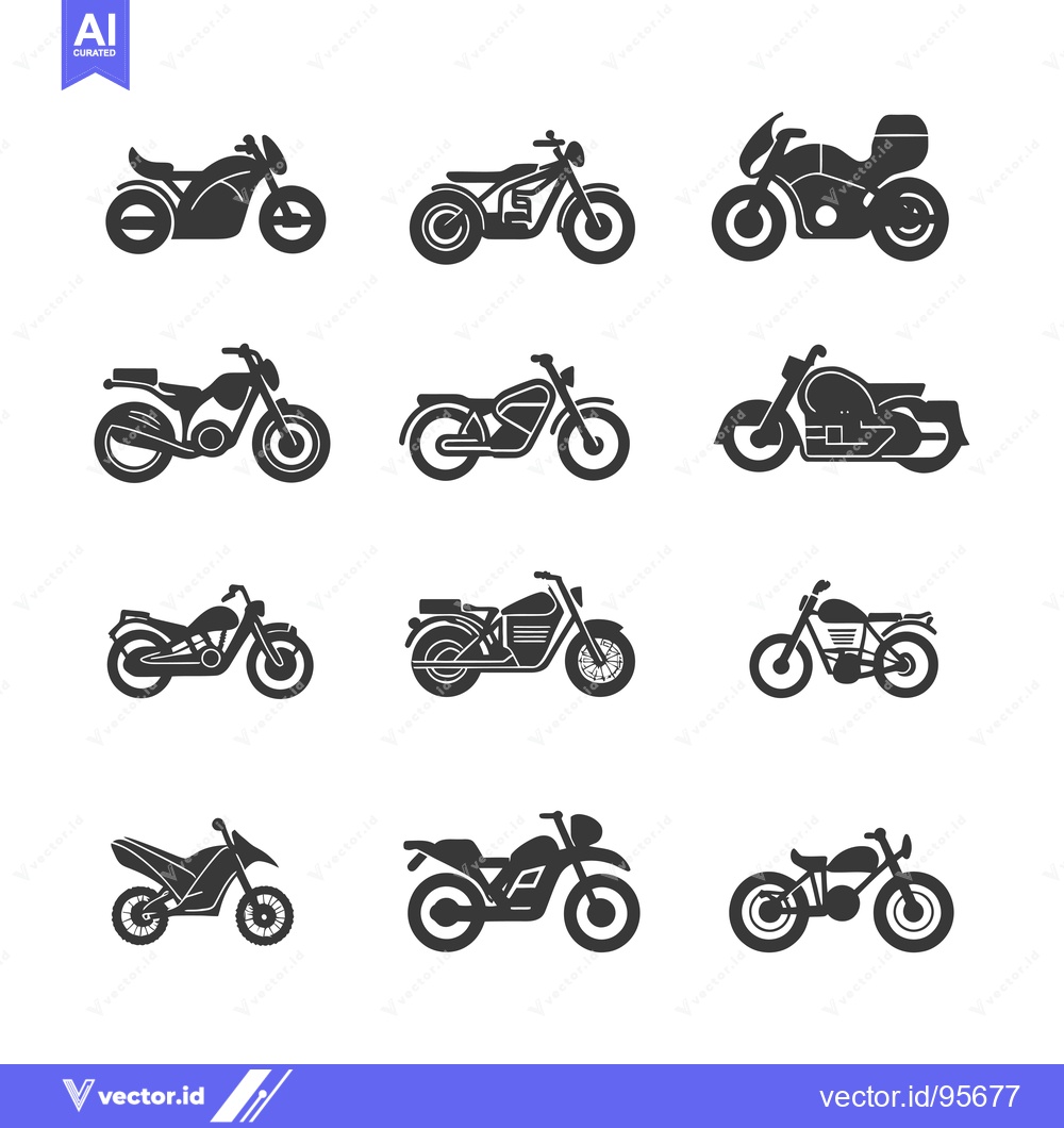 Premium Vector dari Set of motorcycle silhouettes in different styles