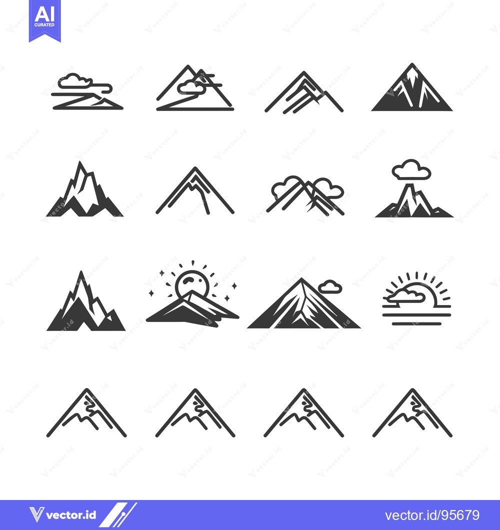 Premium Vector dari Set of Mountain and Peak Line Icons for Nature and Travel Design