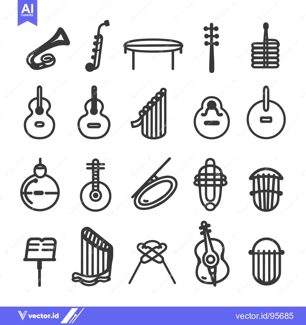 Premium Vector dari Set of Musical Instruments and Sports Equipment Icons
