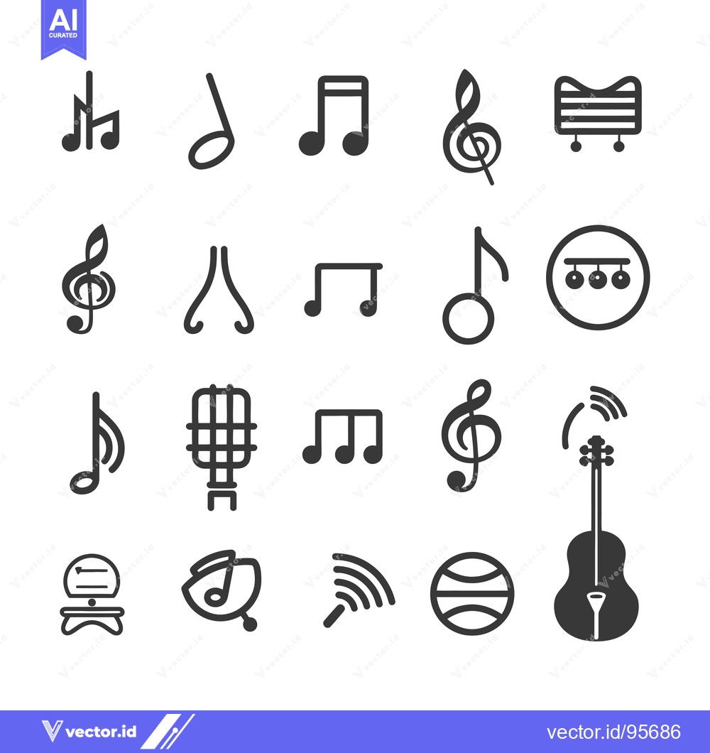 Premium Vector dari Set of Music Icons in Black and White