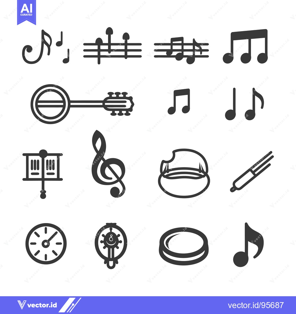 Premium Vector dari Set of Music Icons in Black and White
