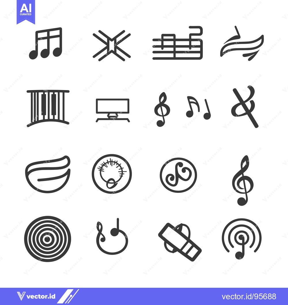 Premium Vector of Set of Music Note and Sound Wave Icons