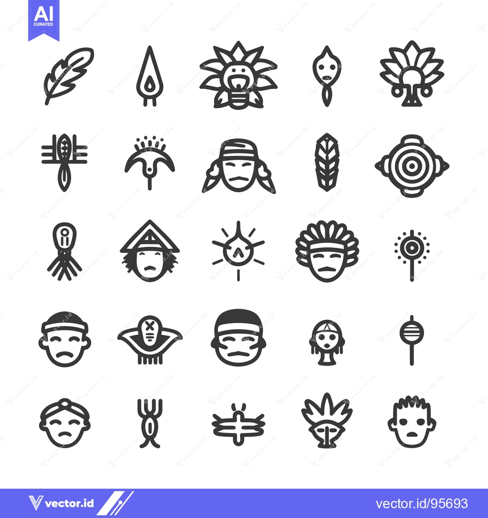 Premium Vector dari Set of Native American Culture and Symbol Icons