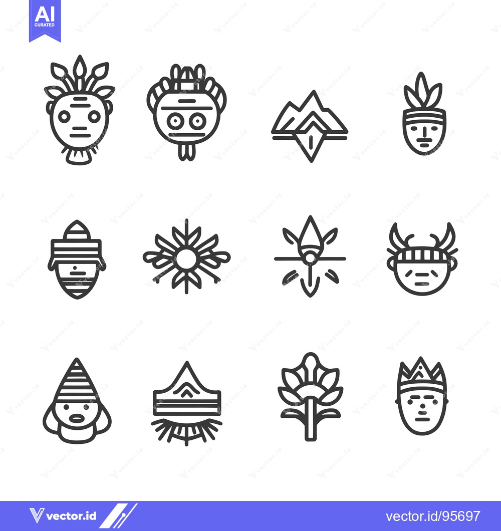 Premium Vector dari Set of Native American Indigenous Culture Icons