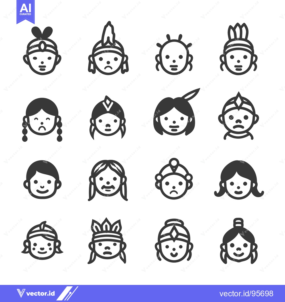 Premium Vector dari Set of Native American Indigenous People Icons