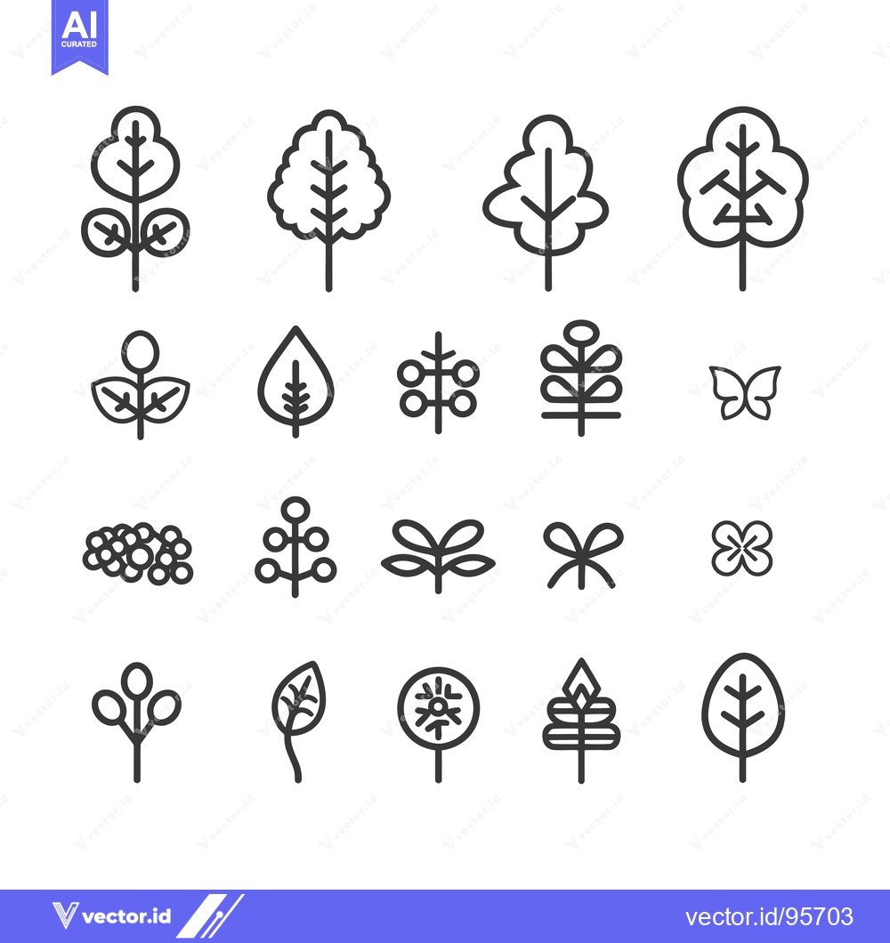 Premium Vector dari Set of Nature and Plant Line Icons