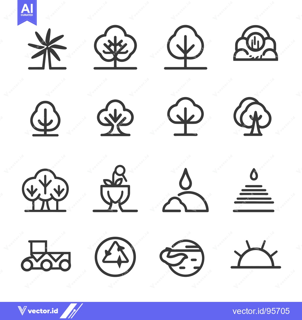 Premium Vector of Set of Nature Related Line Icons