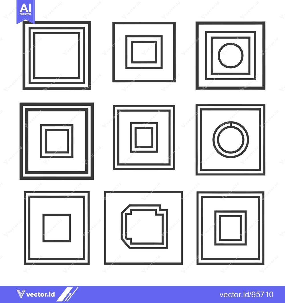 Premium Vector dari Set of Nine Abstract Frames with Different Shapes and Thicknesses