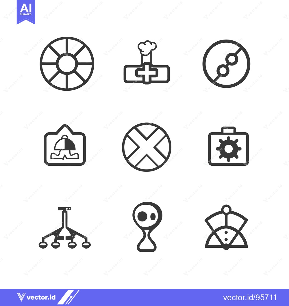Premium Vector of Set of Nine Abstract Geometric Black and White Icons