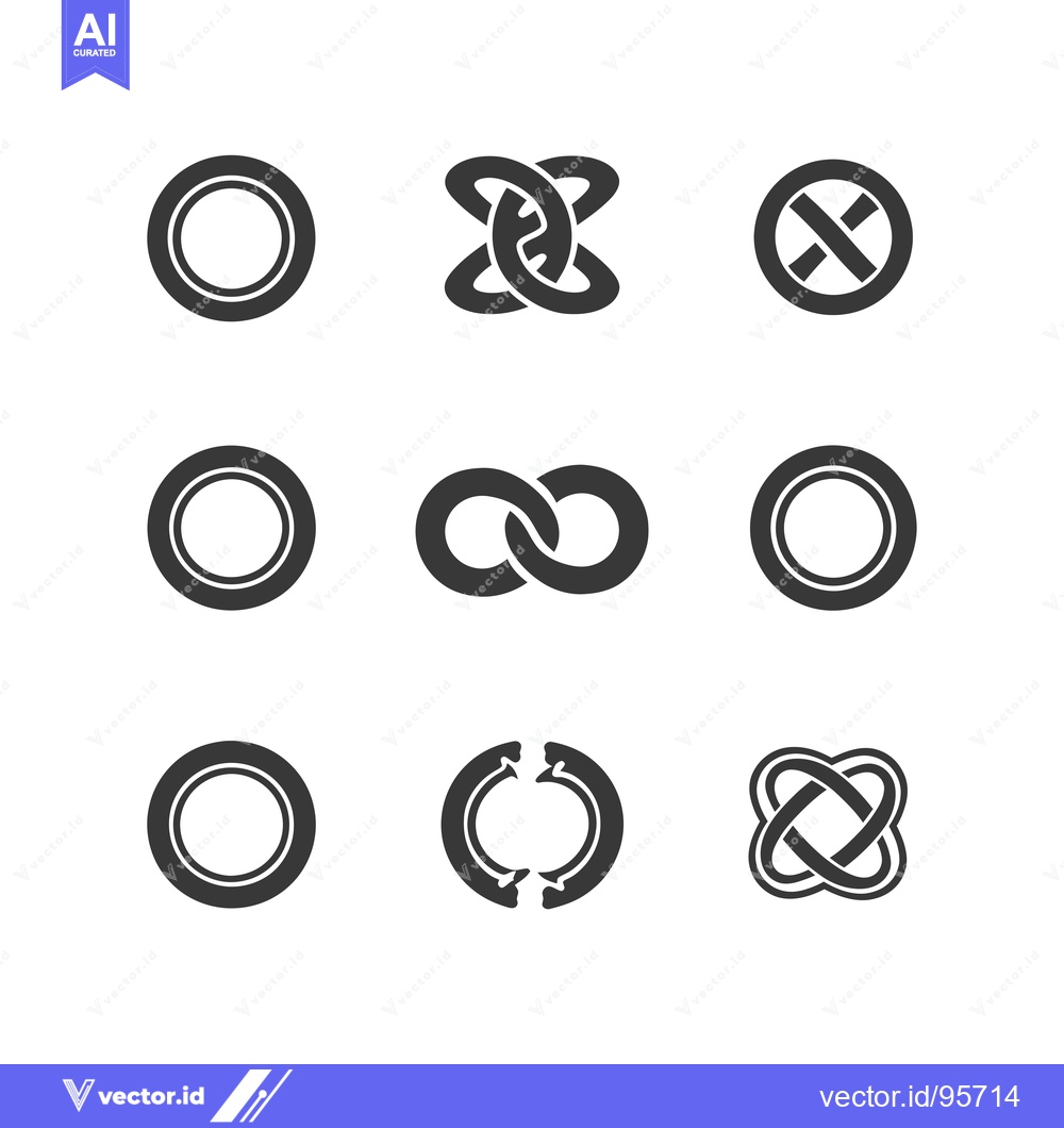 Premium Vector dari Set of nine abstract geometric shapes with circles and lines.