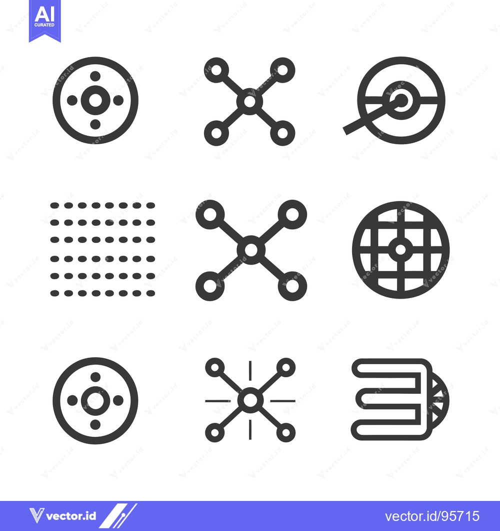 Premium Vector of Set of Nine Abstract Geometric Shapes with Circles and Lines