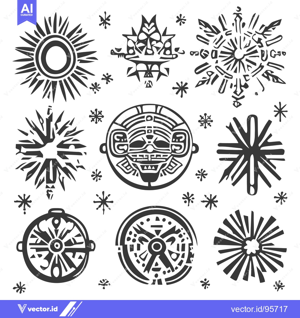 Premium Vector dari Set of Nine Abstract Stylized Black and White Shapes