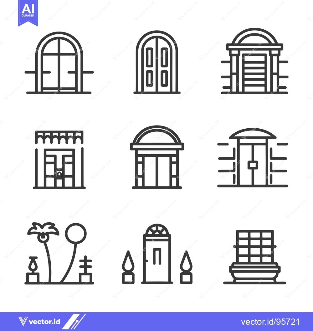 Premium Vector dari Set of Nine Arched Doorway and Entrance Icons