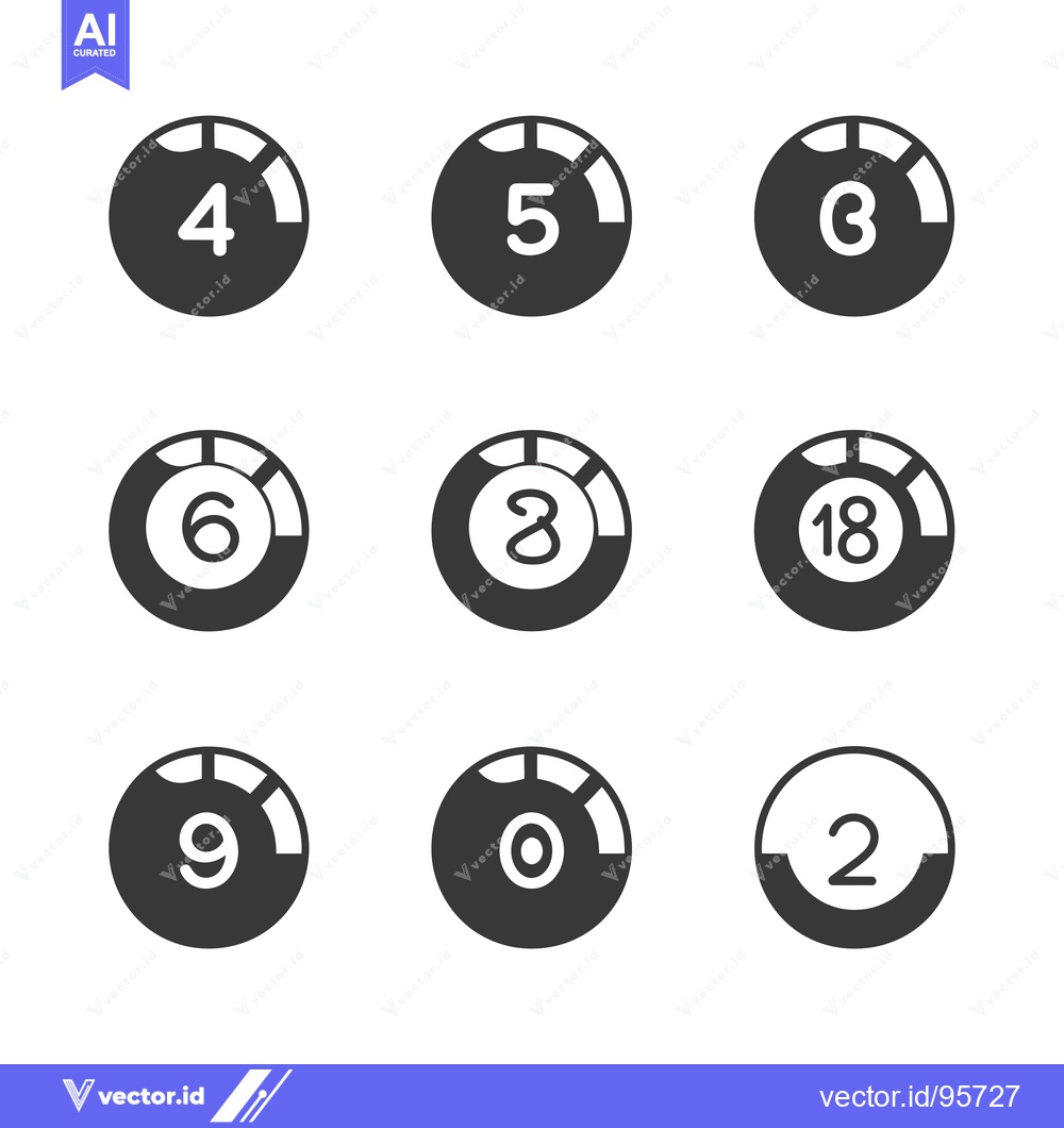 Premium Vector of Set of nine black and white billiard balls with numbers