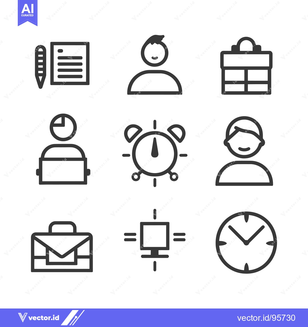 Premium Vector dari Set of nine black and white business icons