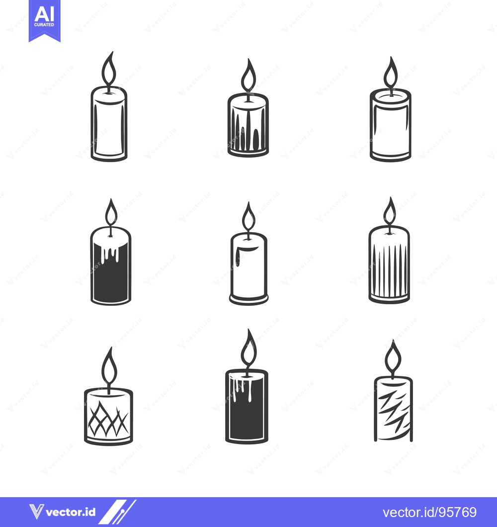 Premium Vector of Set of nine candle icons with different designs