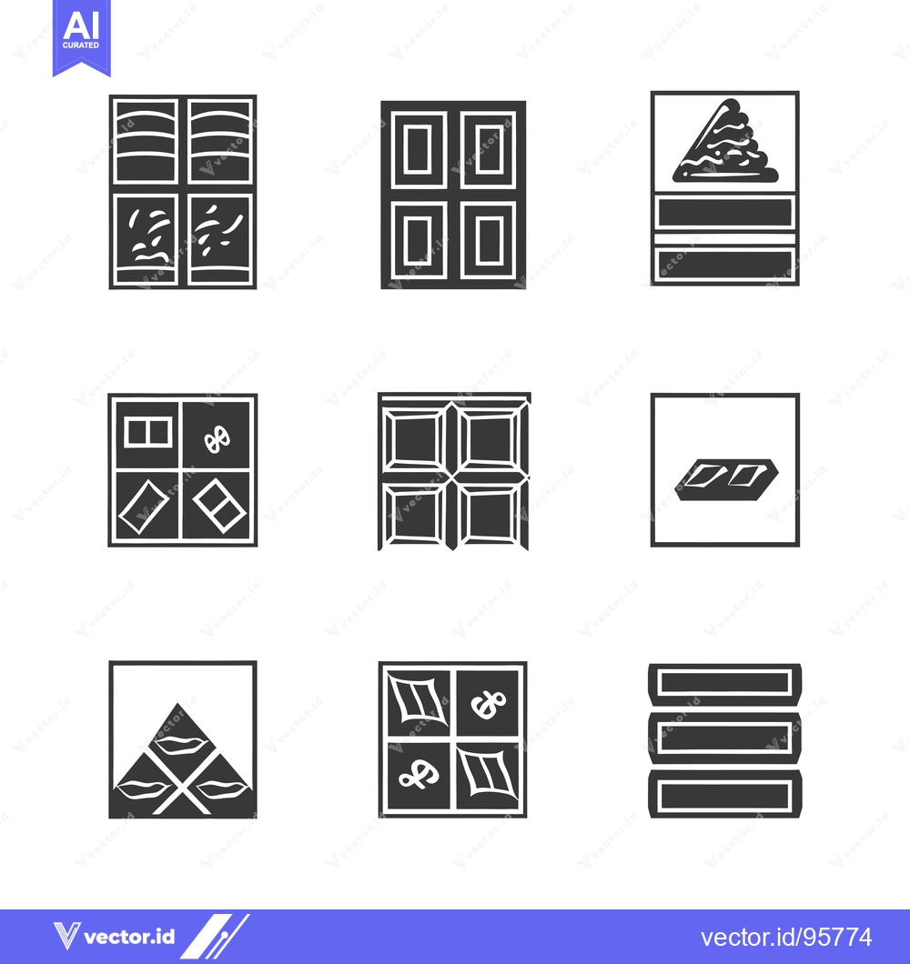 Premium Vector dari Set of nine chocolate bar icons in different shapes and sizes