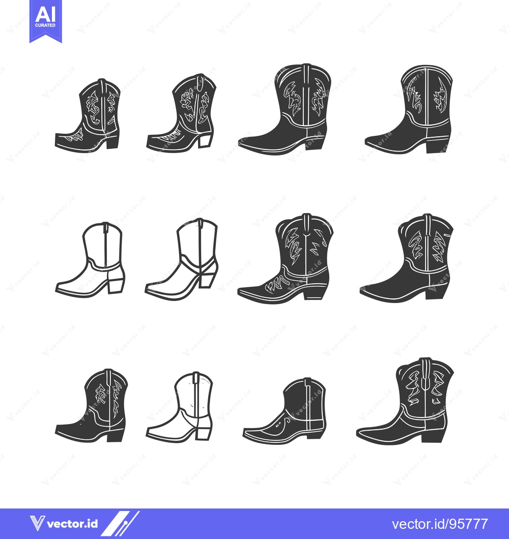 Premium Vector dari Set of Nine Cowboy Boots with Different Designs and Styles